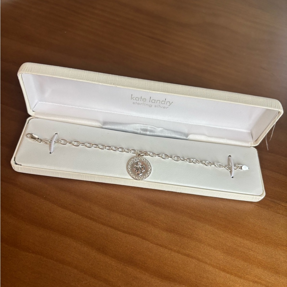 Kate Landry Sterling Silver 925 Angel Pendant Bracelet 7” Chain 8g